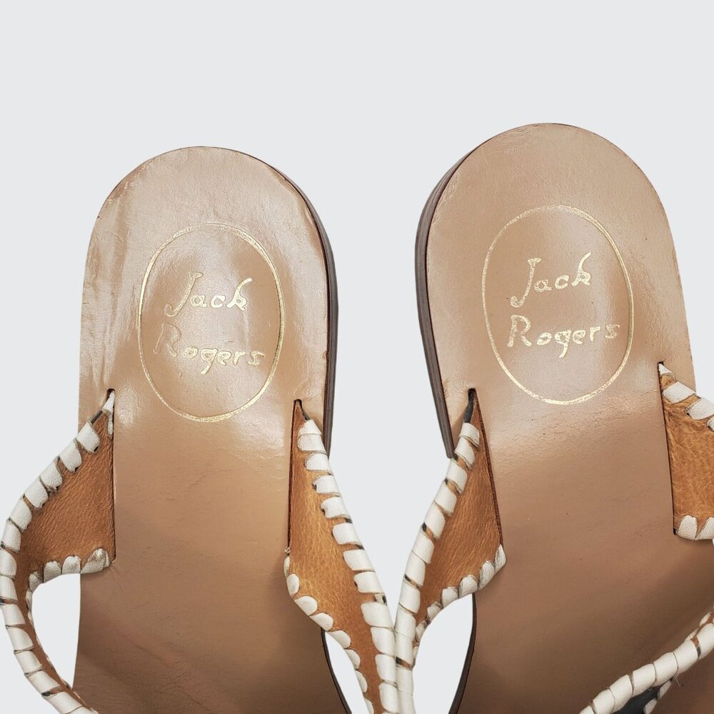 EUC Jack Rogers Alana Tassel Thong Sandal Navy White Leather Women's Size 8.5M - Picture 8 of 10